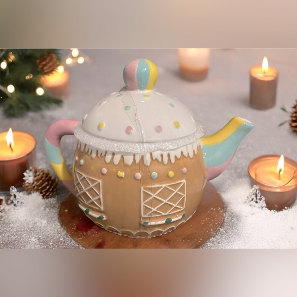 Gingerbread house themed teapot